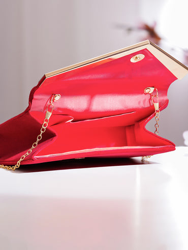 Red Metallic Envelope Clutch Handbag