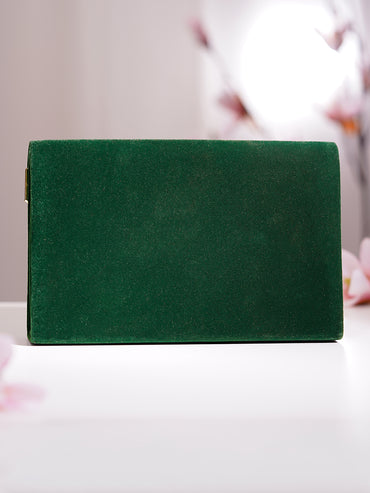 Green Metallic Envelope Clutch Handbag