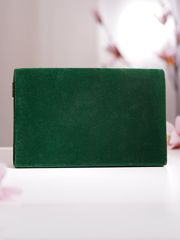 Green Metallic Envelope Clutch Handbag