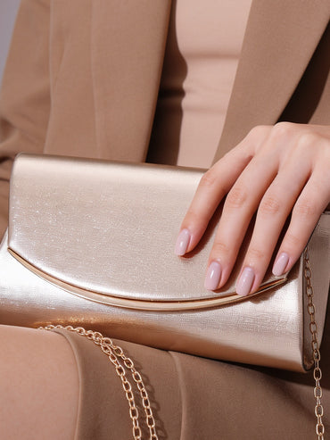 Rose Gold Metallic Envelope Clutch Handbag