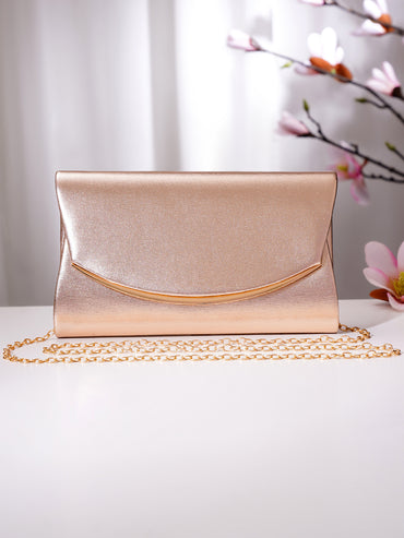 Rose Gold Metallic Envelope Clutch Handbag