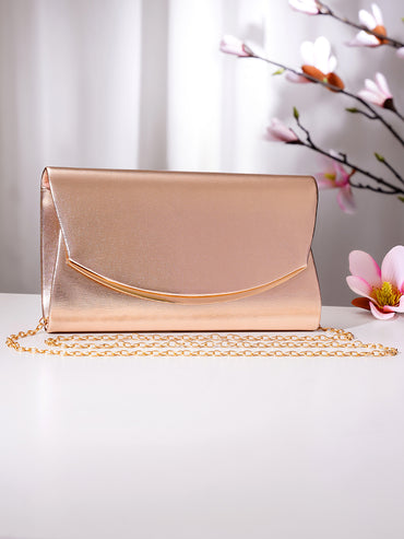 Rose Gold Metallic Envelope Clutch Handbag