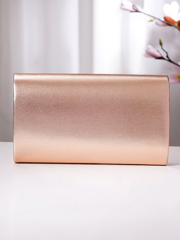 Rose Gold Metallic Envelope Clutch Handbag