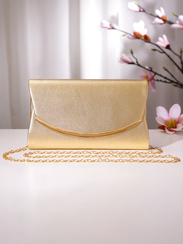 Gold Metallic Envelope Clutch Handbag