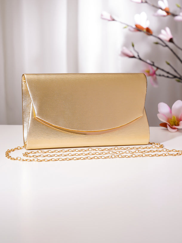 Gold Metallic Envelope Clutch Handbag