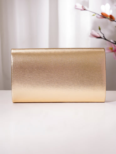 Gold Metallic Envelope Clutch Handbag