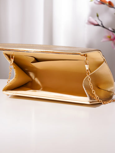 Gold Metallic Envelope Clutch Handbag