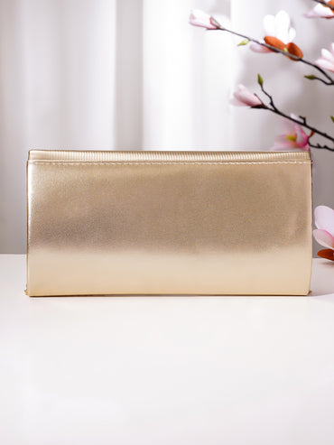 Champagne Gold Textured Envelope Clutch Handbag
