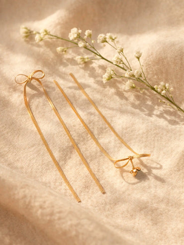 Demi Fine 18K Gold Plated Bow Long Drop Dangler Earrings | Anti Tarnish
