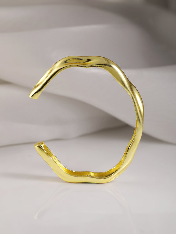 Rubans 18KT Gold Plated Textured Openable Bangle-Style Kada Bracelet