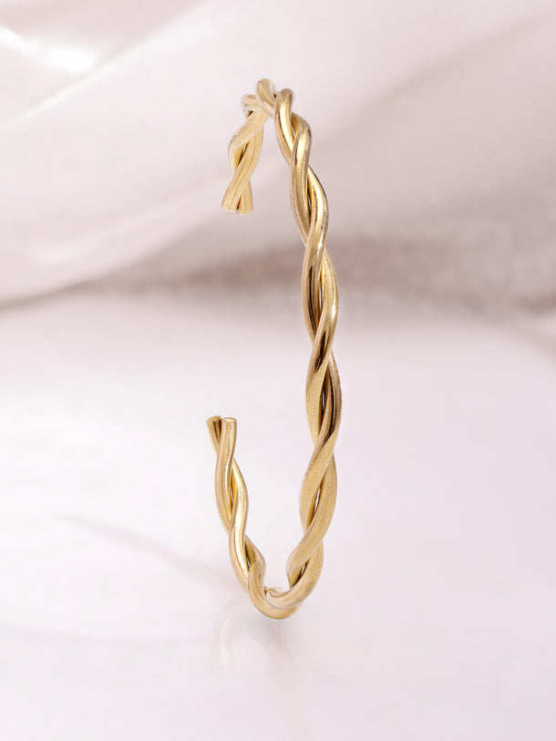 Rubans 18K Gold Plated Twisted Design Stainless Steel Tarnish-Free Waterproof Bracelet
