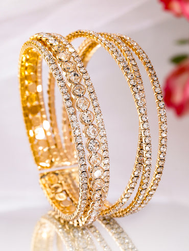 Rubans 18K Gold-Plated Cuff Bracelet with Sparkling AD & Cubic Zirconia Stones