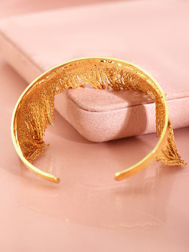 Rubans 18K Gold-Plated Fringe Textured Open Cuff Bracelet