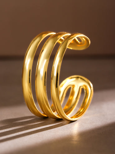 Gold Toned Triple Layered Cuff Bracelet