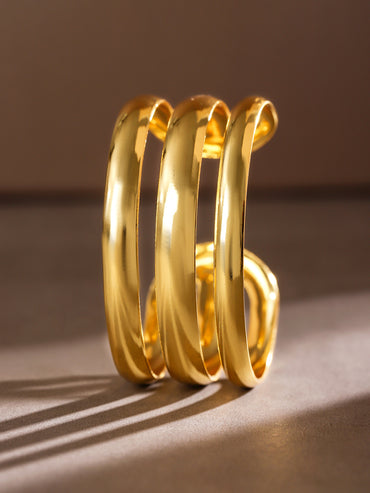 Gold Toned Triple Layered Cuff Bracelet