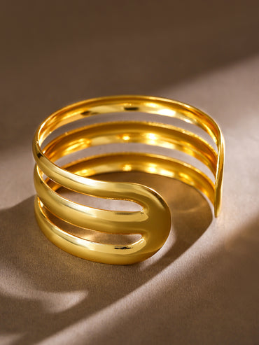 Gold Toned Triple Layered Cuff Bracelet