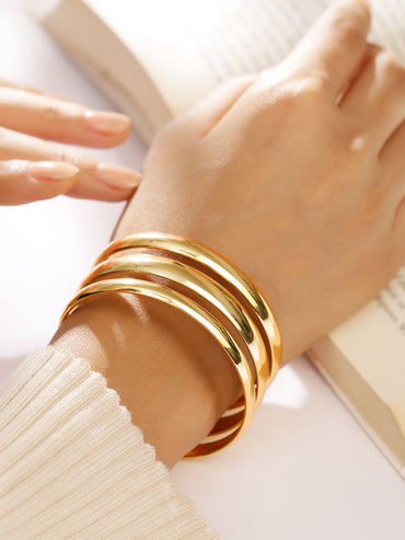 Gold Toned Triple Layered Cuff Bracelet