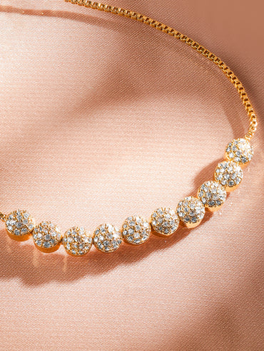 Rubans 18K Gold-Plated CubicZirconia Adjustable Pull Chain Bracelet Elegant & Stylish