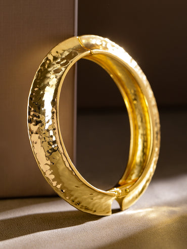 Textured Gold Hinged Bracelet