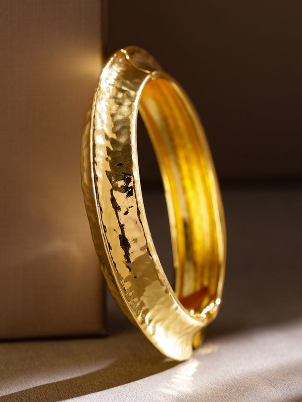 Textured Gold Hinged Bracelet