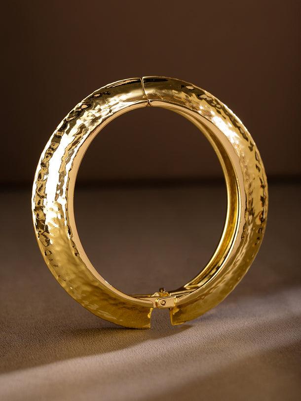 Textured Gold Hinged Bracelet