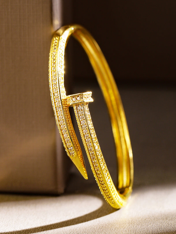 Rubans 18K Gold-Plated Cubic Zirconia Openable Bracelet