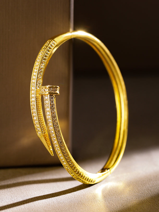 Rubans 18K Gold-Plated Cubic Zirconia Openable Bracelet