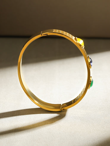 Rubans 18K Gold-Plated Stainless Steel TarnishFree Waterproof Multicolor-Gemstone Bracelet