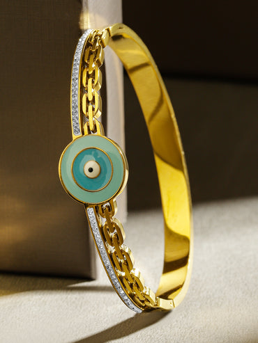 Rubans 18K Gold-Plated Stainless Steel Tarnish-Free Waterproof Evil Eye Zirconia Bracelet