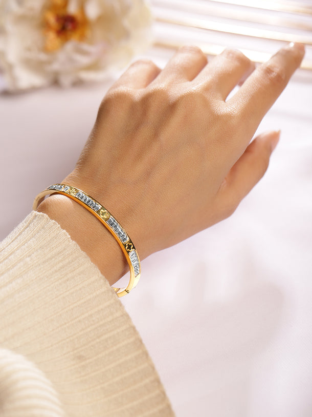 Rubans 18K Gold-Plated Baguette-Cut Cubic Zirconia Bracelet â€“ Luxe Statement Jewelry