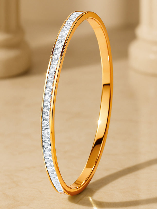 Rubans Voguish 18K Gold-Plated Stainless Steel Tarnish Free Waterproof Cubic Zirconia Bracelet