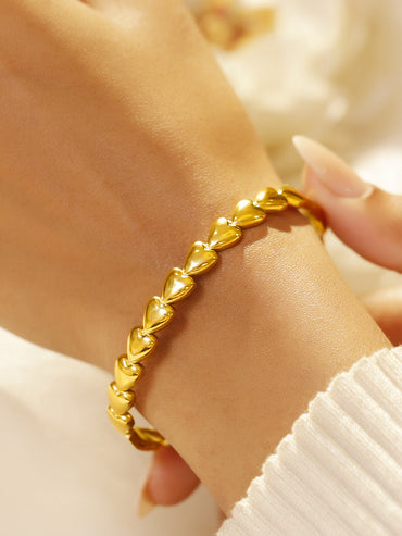 Rubans Voguish 18K Gold Plated Stainless Steel Tarnish Free Waterproof Heart Motif Stretch Bracelet