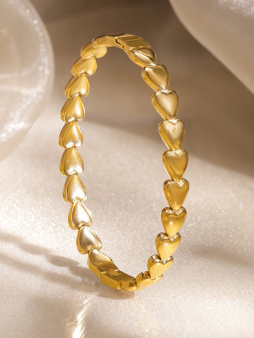 Rubans Voguish 18K Gold Plated Stainless Steel Tarnish Free Waterproof Heart Motif Stretch Bracelet