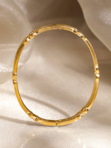 Rubans Voguish 18K Gold Plated Stainless Steel Tarnish Free Waterproof X Motif Textured Bracelet