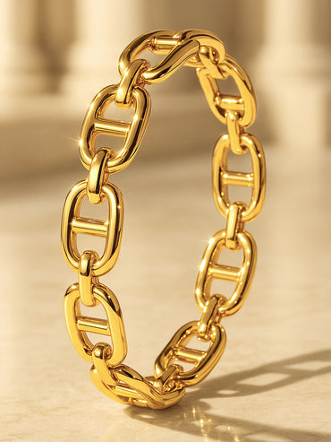 Rubans Voguish 18K Gold-Plated Stainless Steel Tarnish Free Waterproof Chain Link Design Bracelet
