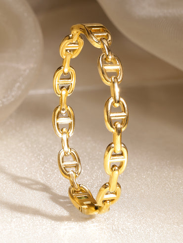 Rubans Voguish 18K Gold-Plated Stainless Steel Tarnish Free Waterproof Chain Link Design Bracelet