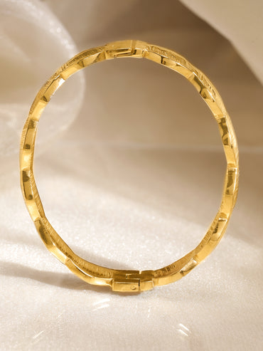 Rubans Voguish  18K Gold Plated Stainless Steel Tarnish Free Waterproof Wavy Textured Bracelet