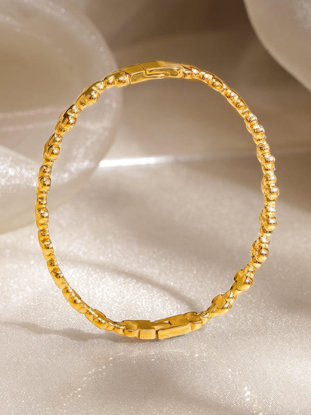 Clover American Diamond Zirconia Gold Plated Bracelet