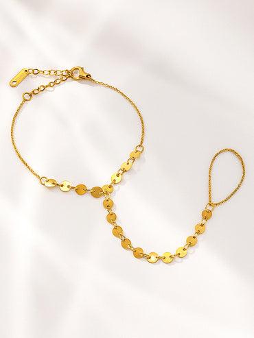 Rubans Women Handcrafted Gold-Plated Ring Bracelet