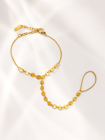 Rubans Women Handcrafted Gold-Plated Ring Bracelet
