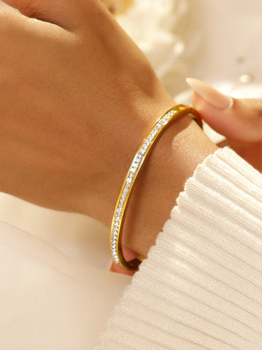 Rubans Voguish 18K Gold Plated Stainless Steel Tarnish Free Waterproof CZ-Studded Sleek Bracelet