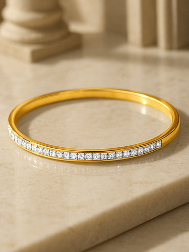 Rubans Voguish 18K Gold Plated Stainless Steel Tarnish Free Waterproof CZ-Studded Sleek Bracelet