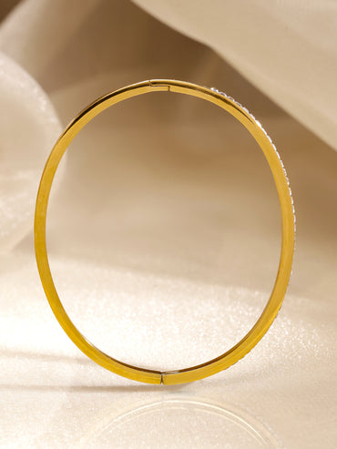 Rubans Voguish 18K Gold Plated Stainless Steel Tarnish Free Waterproof CZ-Studded Sleek Bracelet