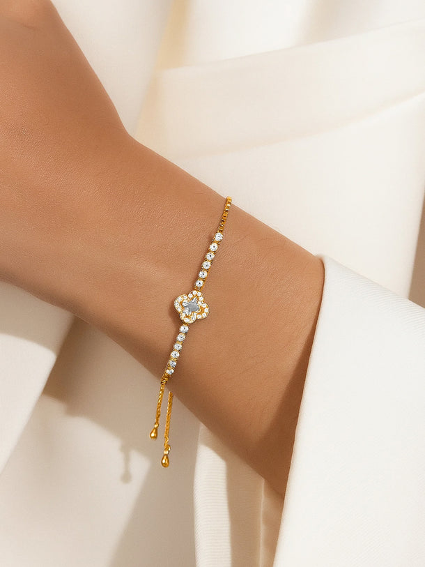 American Diamond Zirconia Studded Adjustable Bracelet