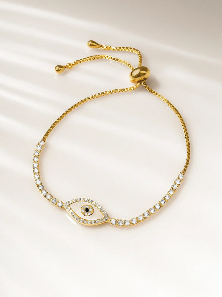 Gold Plated Evil Eye Adjustable Bracelet
