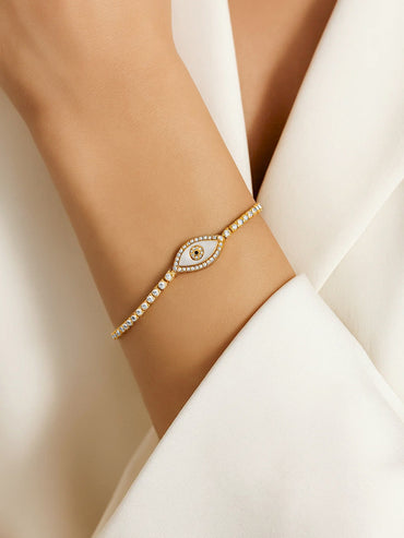 Gold Plated Evil Eye Adjustable Bracelet