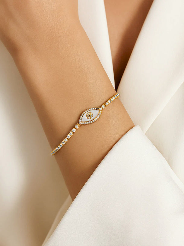 Gold Plated Evil Eye Adjustable Bracelet
