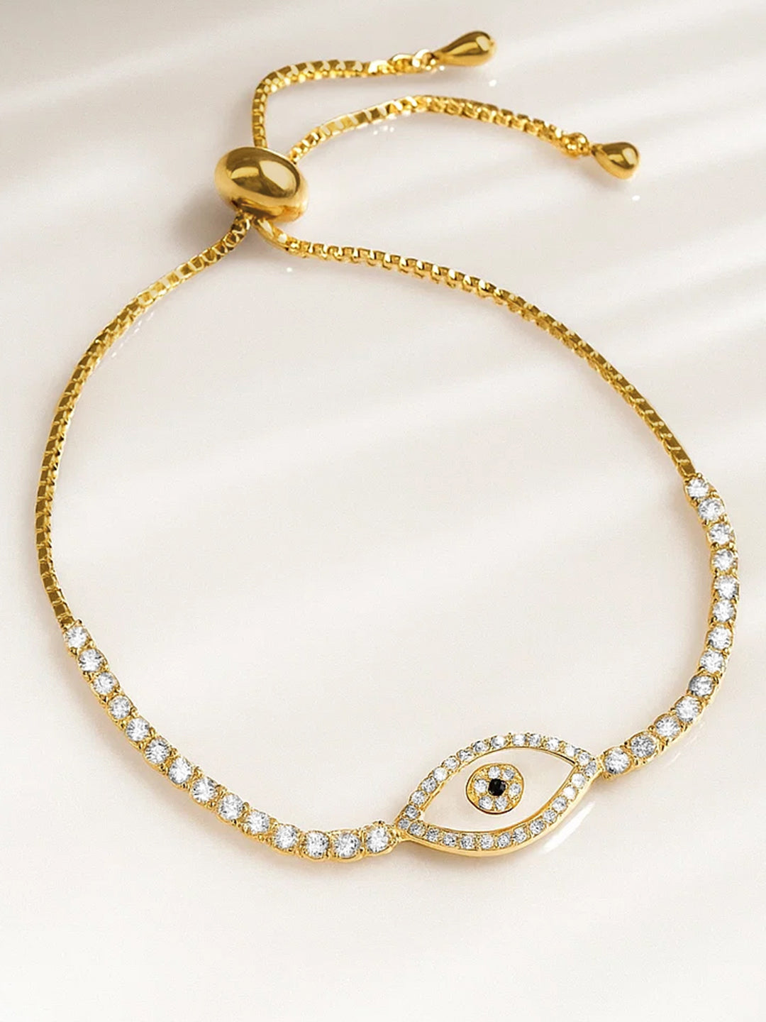 Gold Plated Evil Eye Adjustable Bracelet