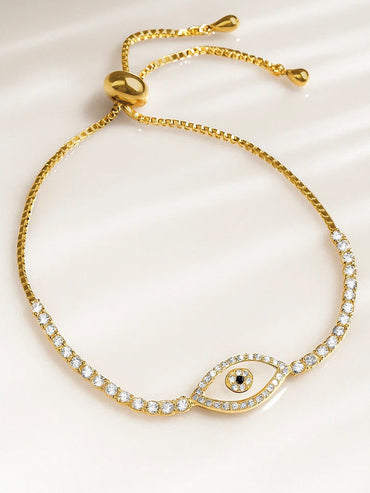 Gold Plated Evil Eye Adjustable Bracelet