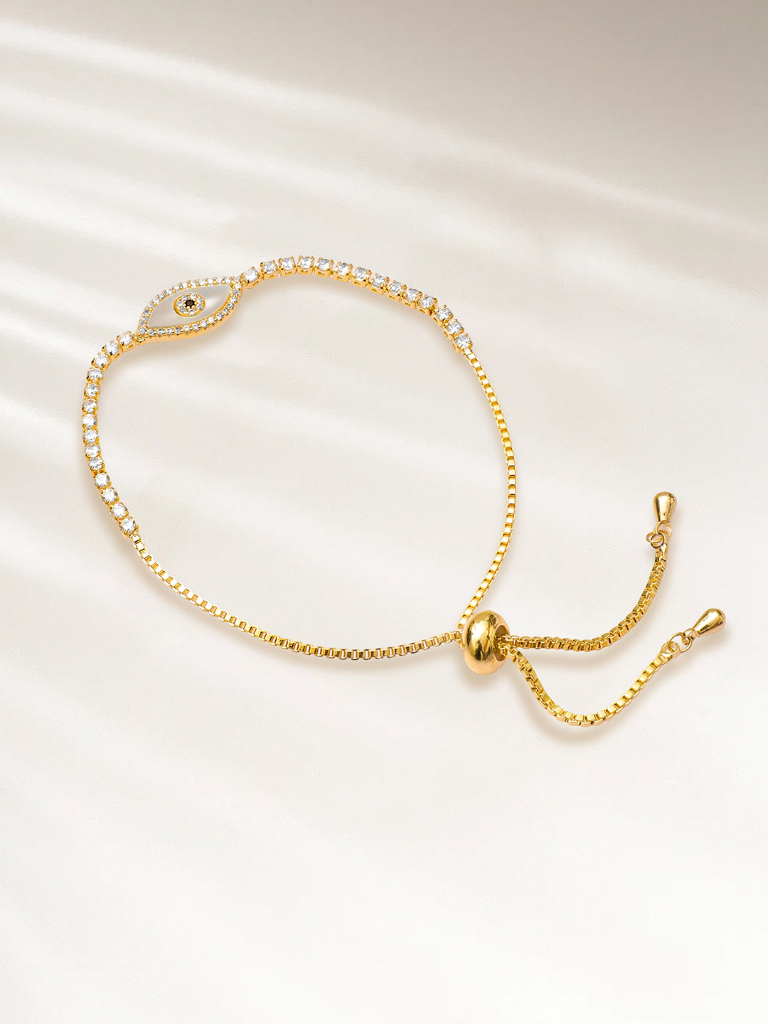 Gold Plated Evil Eye Adjustable Bracelet
